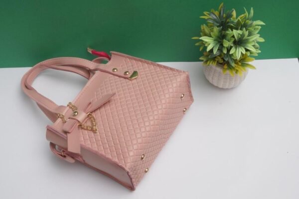 Women PU Leader Textured Hand Bag - Image 2