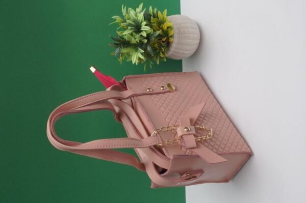Women PU Leader Textured Hand Bag - Image 5