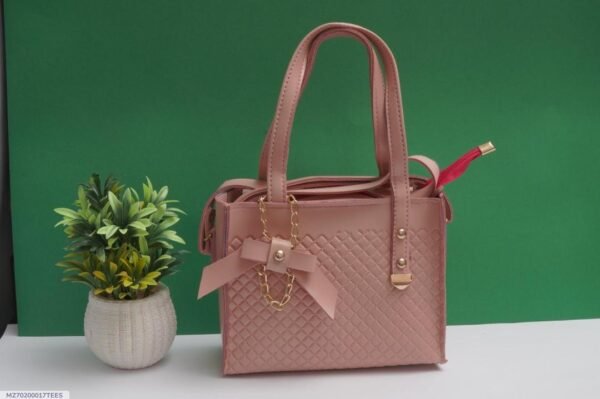 Women PU Leader Textured Hand Bag - Image 4