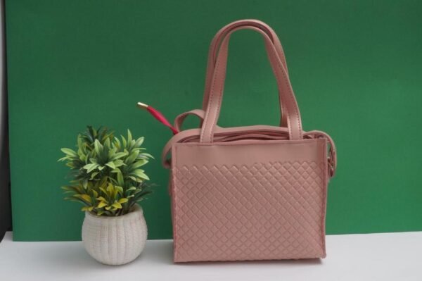 Women PU Leader Textured Hand Bag - Image 3
